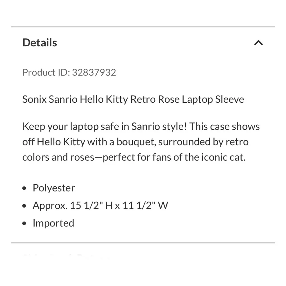 New sonix hello kitty retro rose puffy laptop sleeve